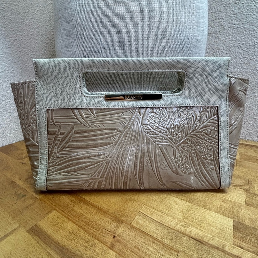Brahmin Mod Claire Clutch Moonlight Metallic Palm Embossed Leather - Picture 2 of 16